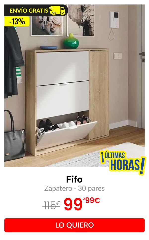 Zapatero Fifo 4 puertas roble canadian/blanco 115x106x22 cm